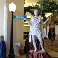 Statue performer in Greek costume