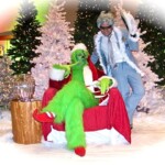 Grinch and Jack Frost characters on stage